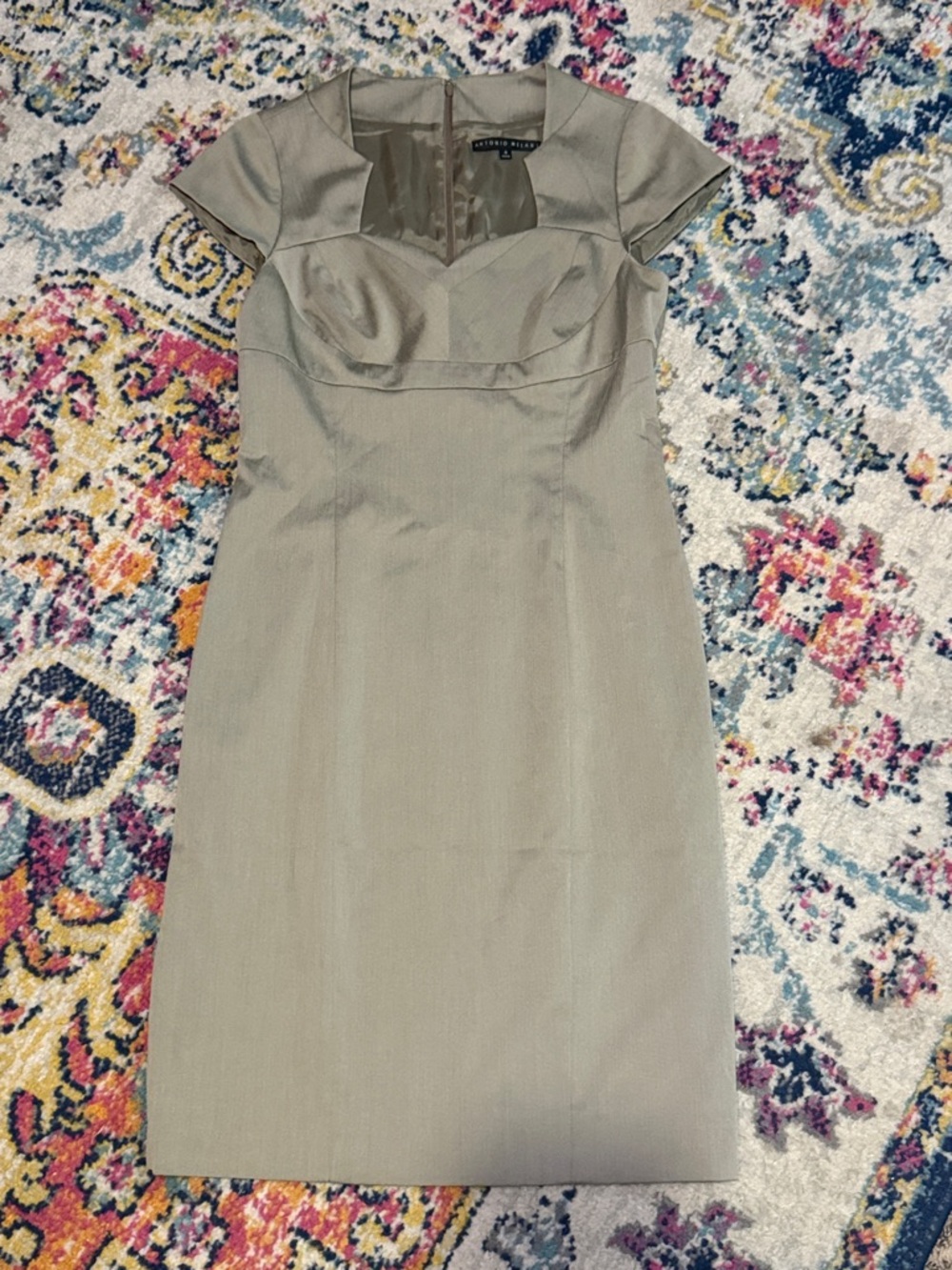 Antonio Melani Taupe Sheath Dress with Cap Sleeves Fitted